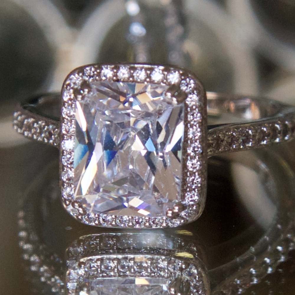 14kt Gold Dipped White Topaz Halo Engagement Ring